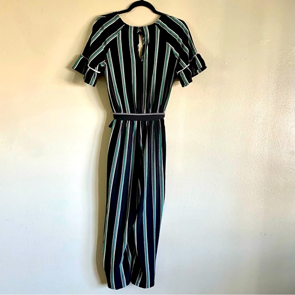 Green, White & Black Striped Jumpsuit - Picture 4 of 12
